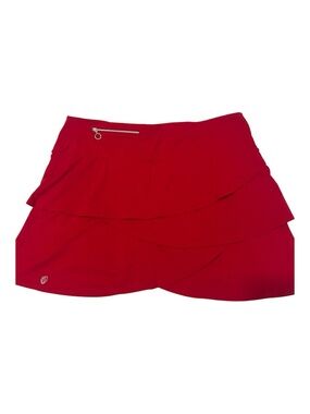 GG Blue SzXL Ruffle Tier Athletic Skort in Bright Red 2 Zipper Pockets Like New